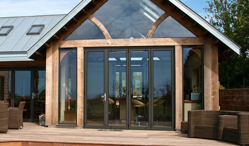 black aluminium bifold door
