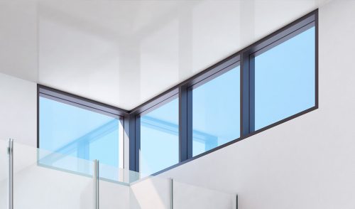 Black aluminium casement window interior view