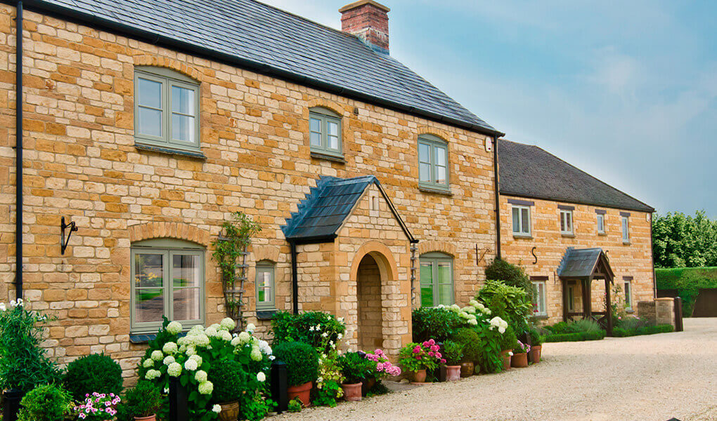 Full installation of green uPVC flush sash windows