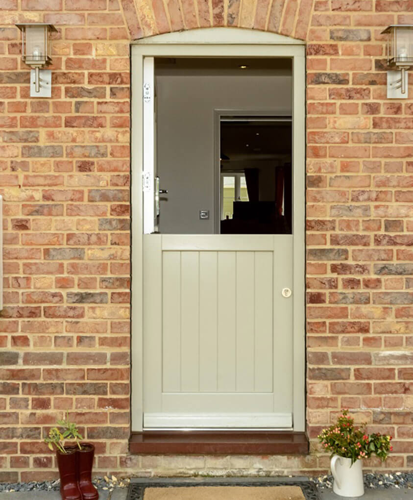 An open timber stable door