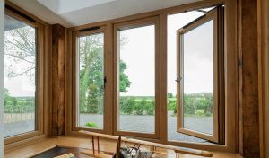Oak effect Residence 9 flush sash window interior view