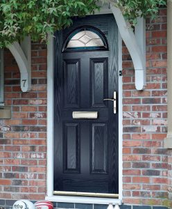 Traditional black composite front door