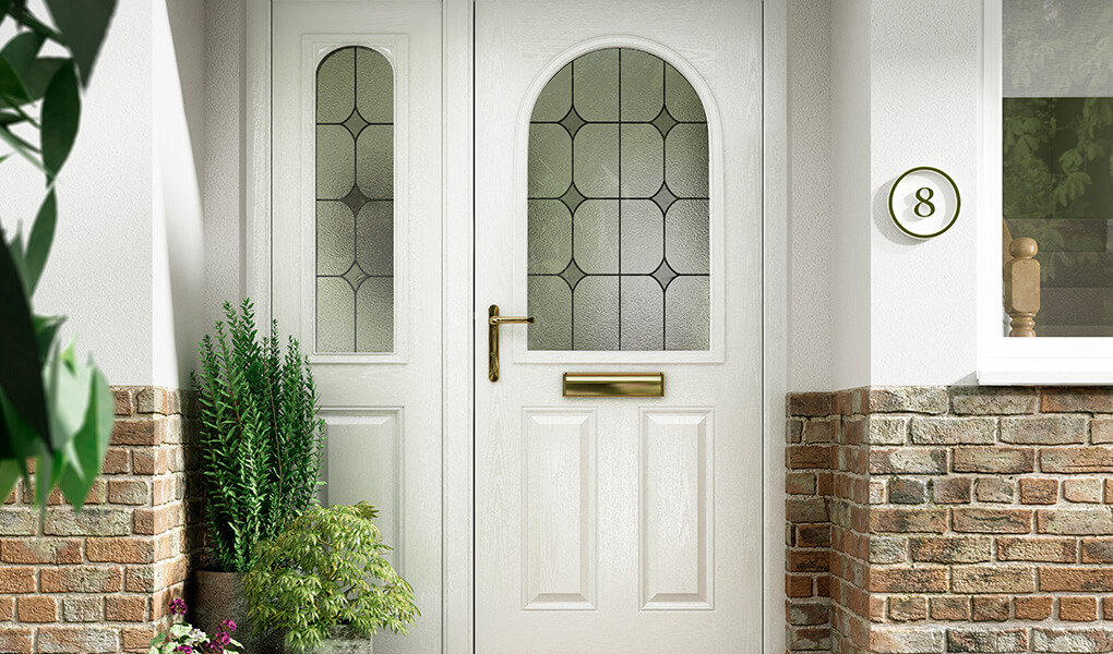 Traditional white composite front door