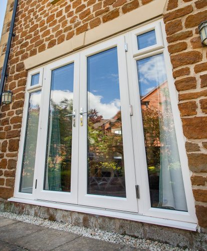 White uPVC french door installation