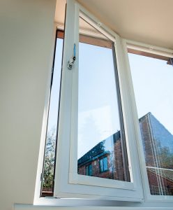 Large white uPVC tilt and turn window interior view