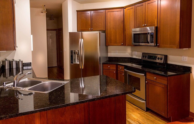 Kitchen with granite countertops