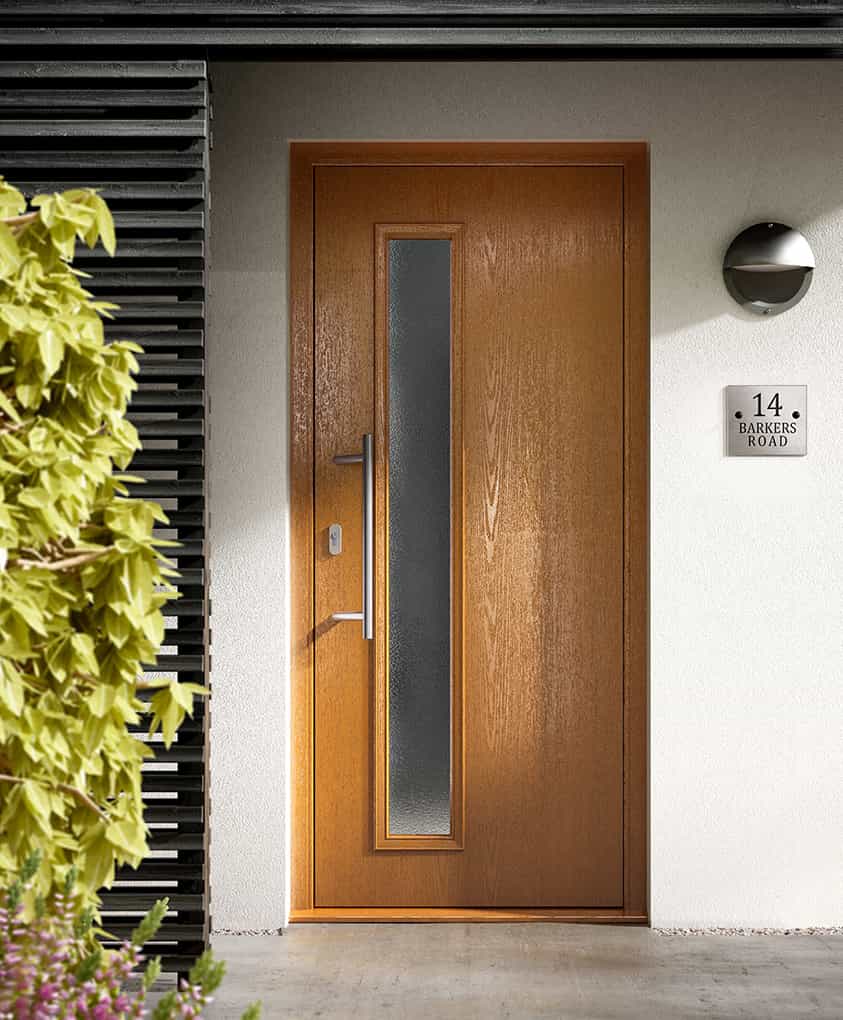 Oak effect contemporary composite entrance door