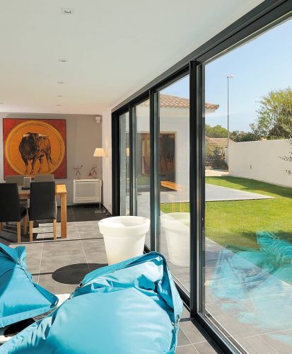 Black aluminium patio doors