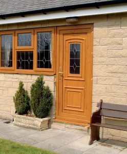 Golden oak effect uPVC entrance door