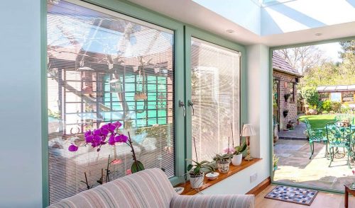 Green uPVC tilt and turn window interior view