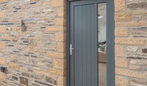 Modern grey timber entrance door