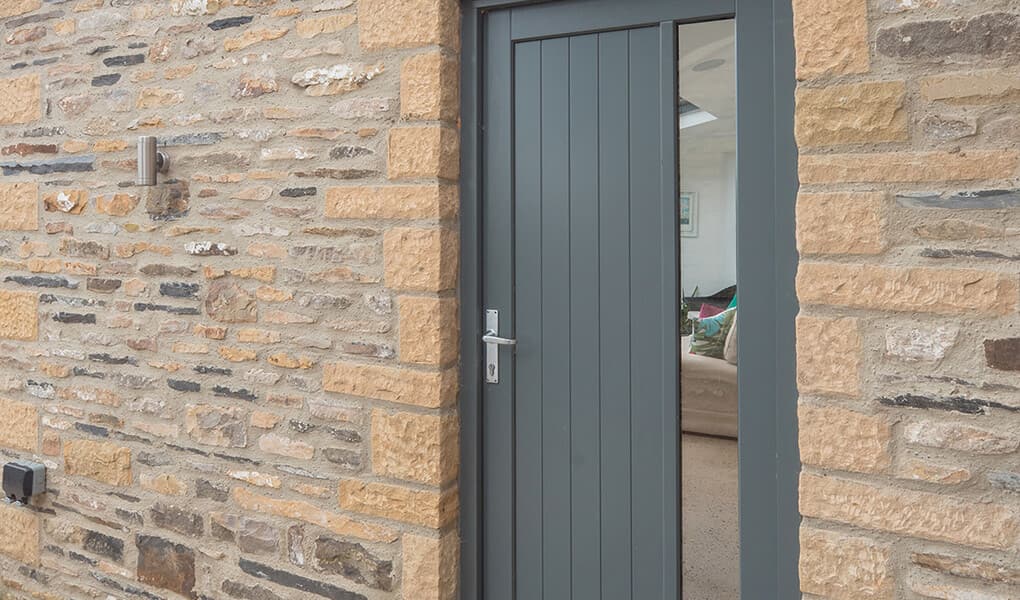 Modern grey timber entrance door