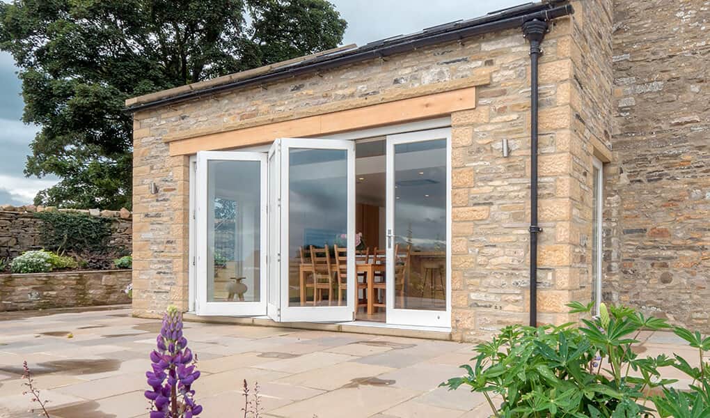 Open timber bifold door