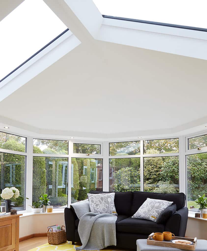 Interior view of a conservatory with a tiled Ultraroof