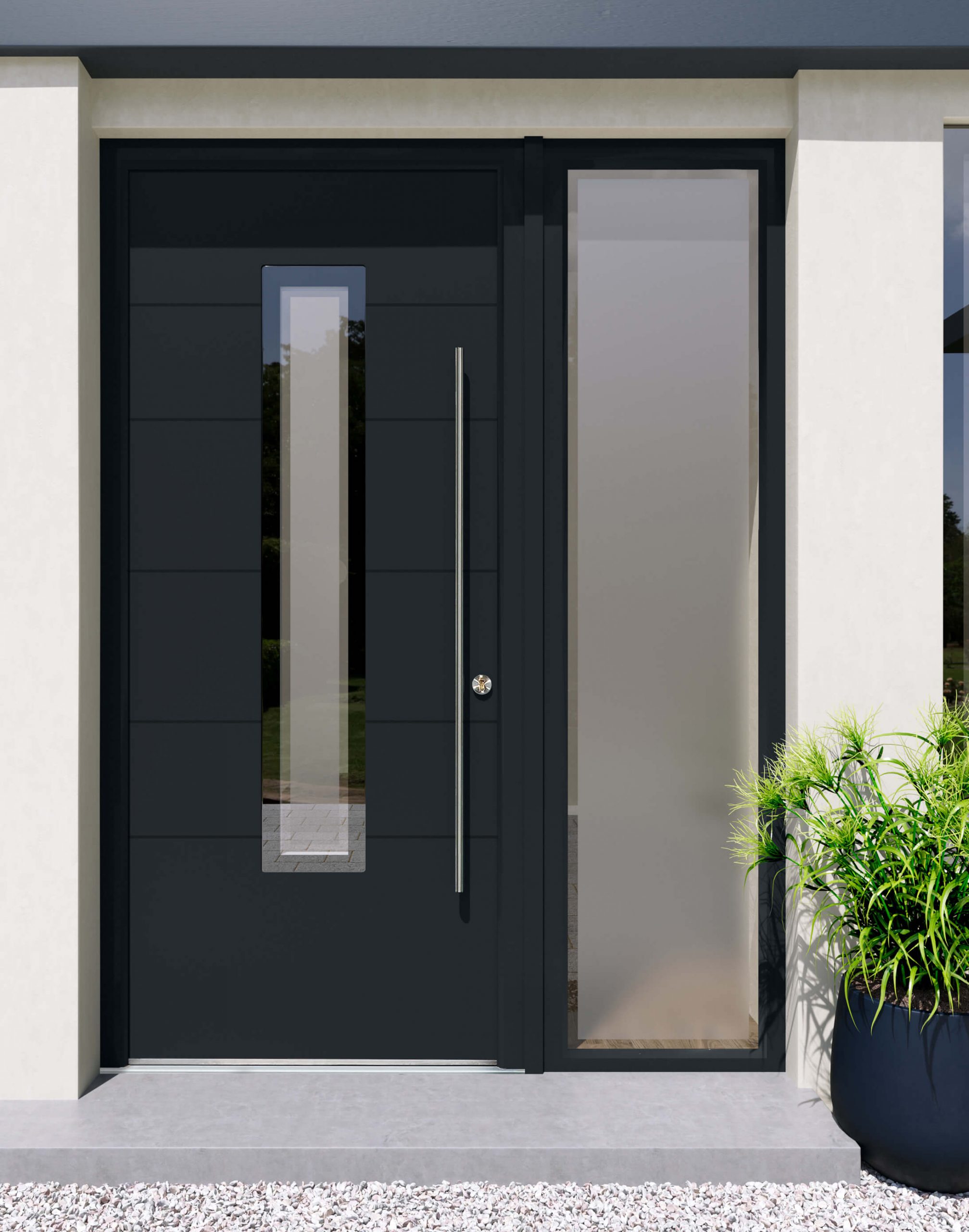 An Apeer Composite Door in black.