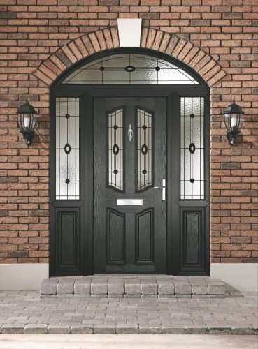 An Apeer Composite Door in black.