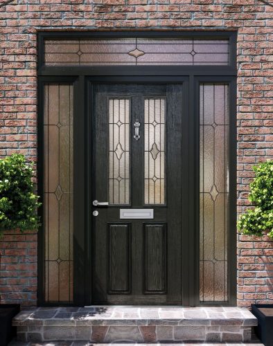 apeer traditional black composite front door