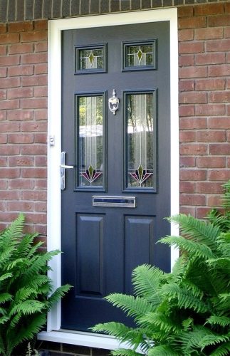 dark blue composite front door